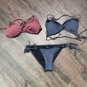 Heidi Klum Mauve & Navy Two-Piece Bikini Set